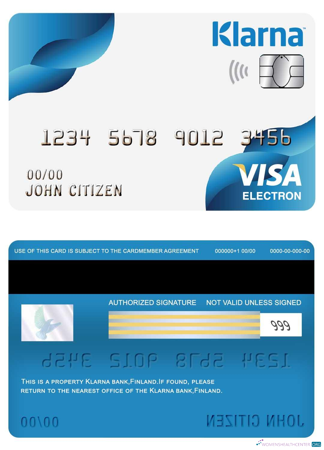 Download Finland Klarna bank visa electron card Photoshop template